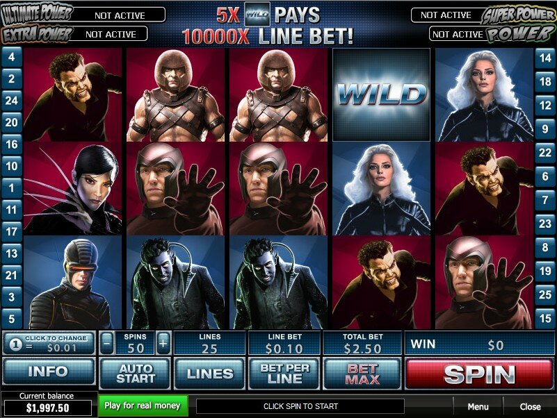 XMEN video slot: the first spin