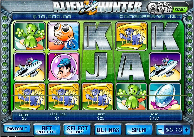 alien hunter video slot:cards and symbols