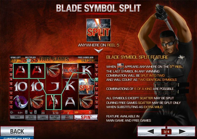 Blade video slot: split card