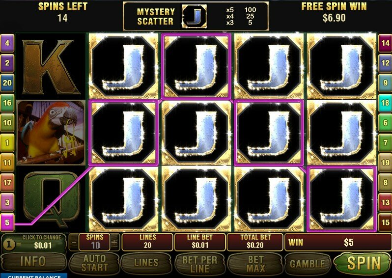 Captains treasure video slot : scatter durin free spins