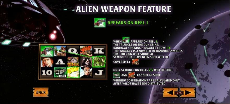 Cowboys and Aliens video slot: alien weapon feature