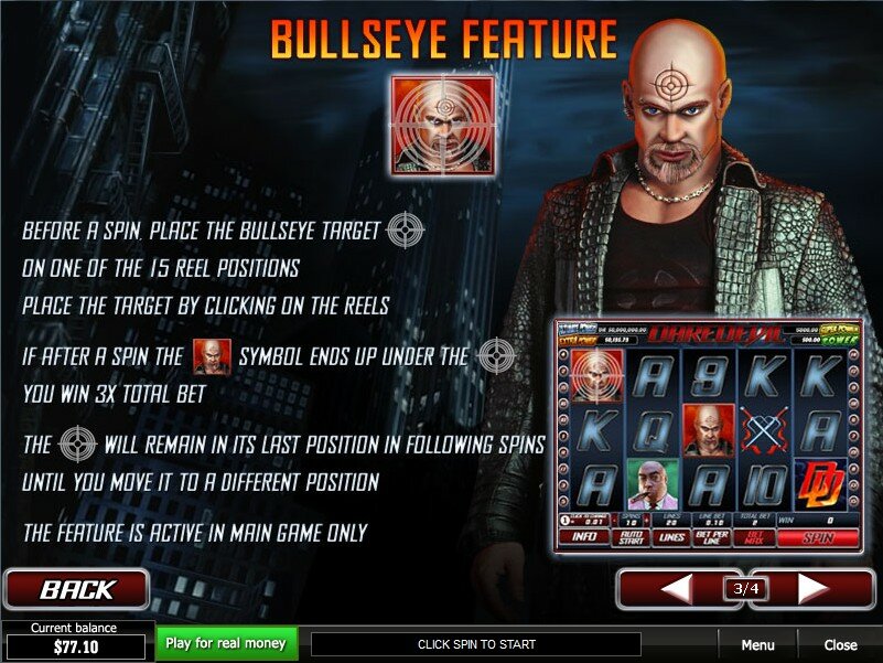 Daredevil video slot:bullseye feature