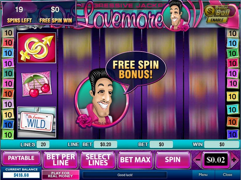 Dr Lovemore video slot:free spins