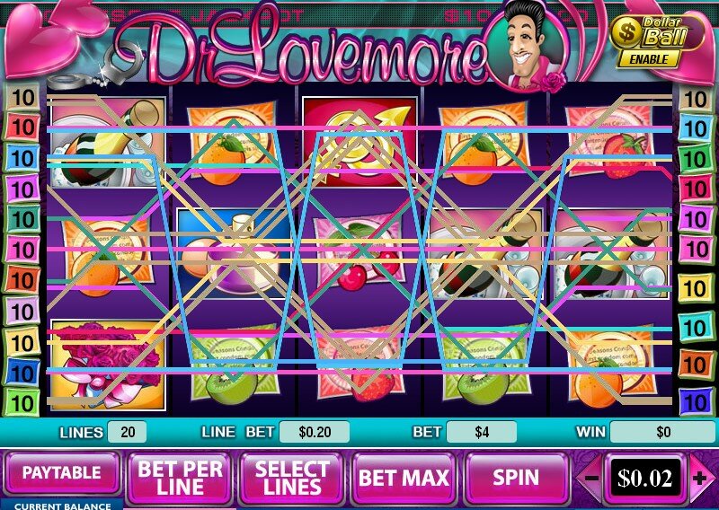 Dr Lovemore video slot: graphics and sounds