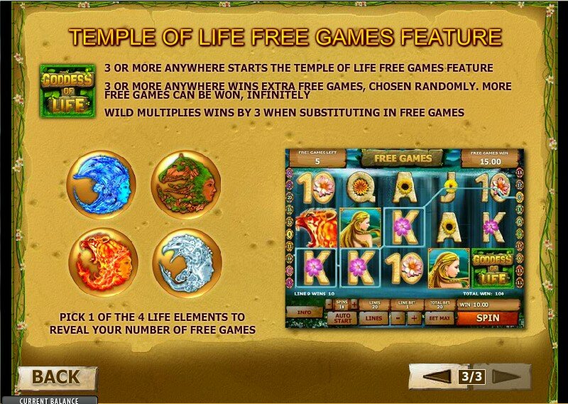 goddess of Life video slot: free spins