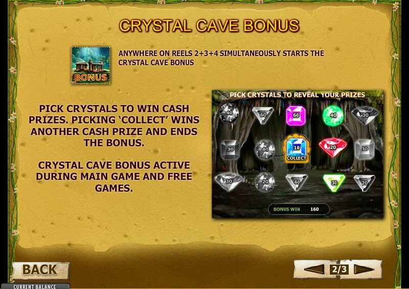 goddess of Life video slot: Crystal cave bonus