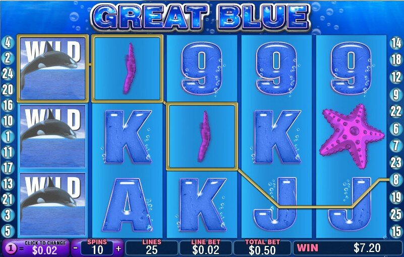 Great Blue video slot:Wild card