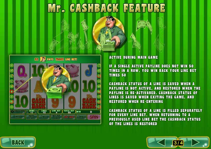 mr cashback video slot:cashback feature