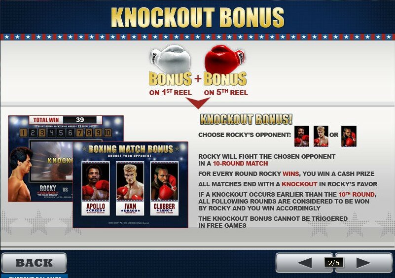 Rocky video slot: the knockout bonus