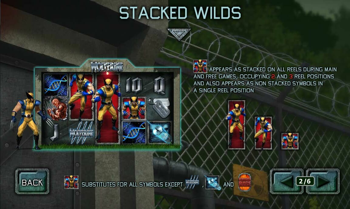 Wolverine video slot: stacked wild cards 